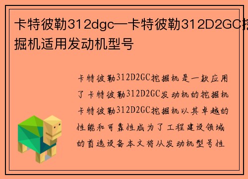 卡特彼勒312dgc—卡特彼勒312D2GC挖掘机适用发动机型号